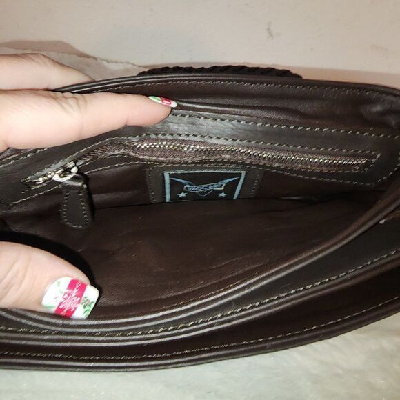 Vaccari Cross Body Leather Purse with Turquoise Beading - Picture 6 of 10